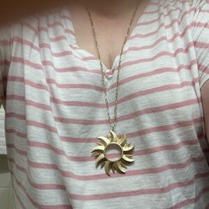 Gold Sunburst Pendant Necklace 36 inches